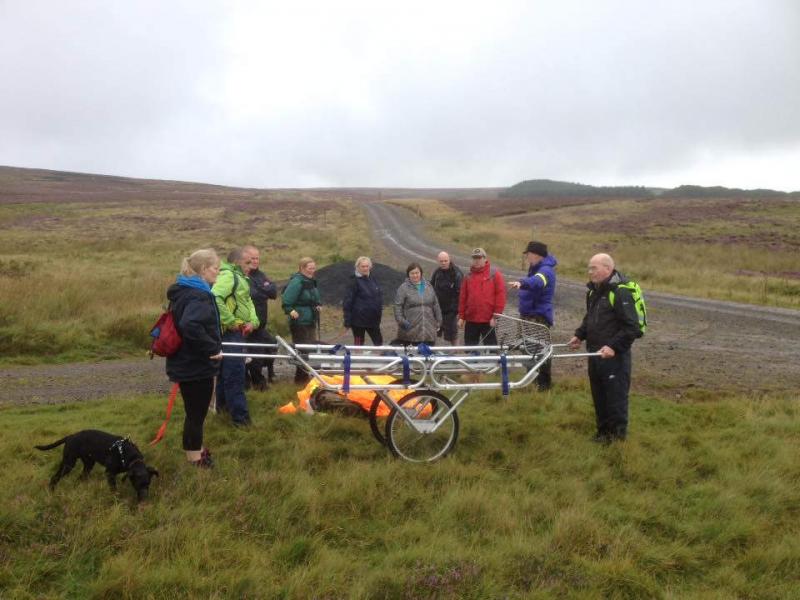 Mountain Rescue station demonstrating an MR stretcher