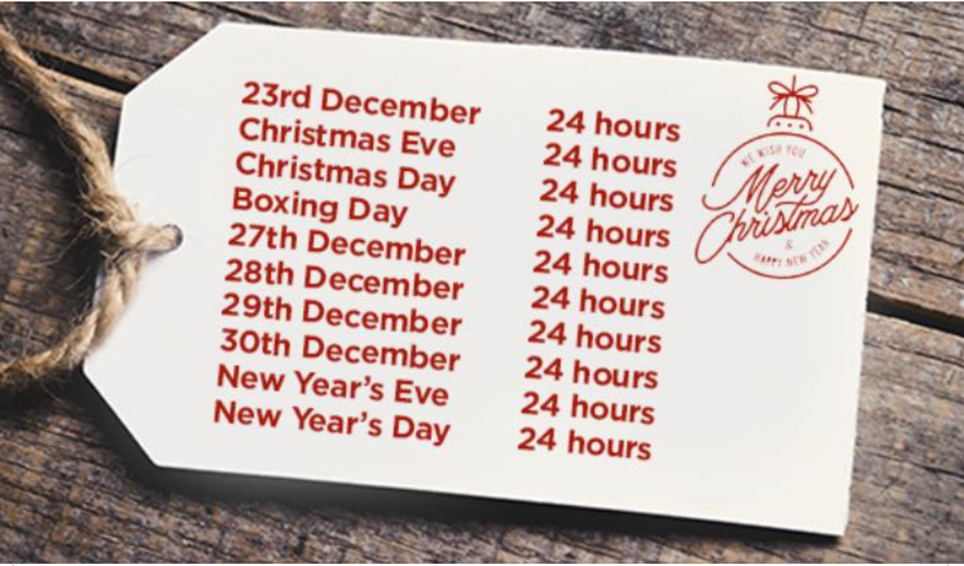 SMR Opening Hours over festive period